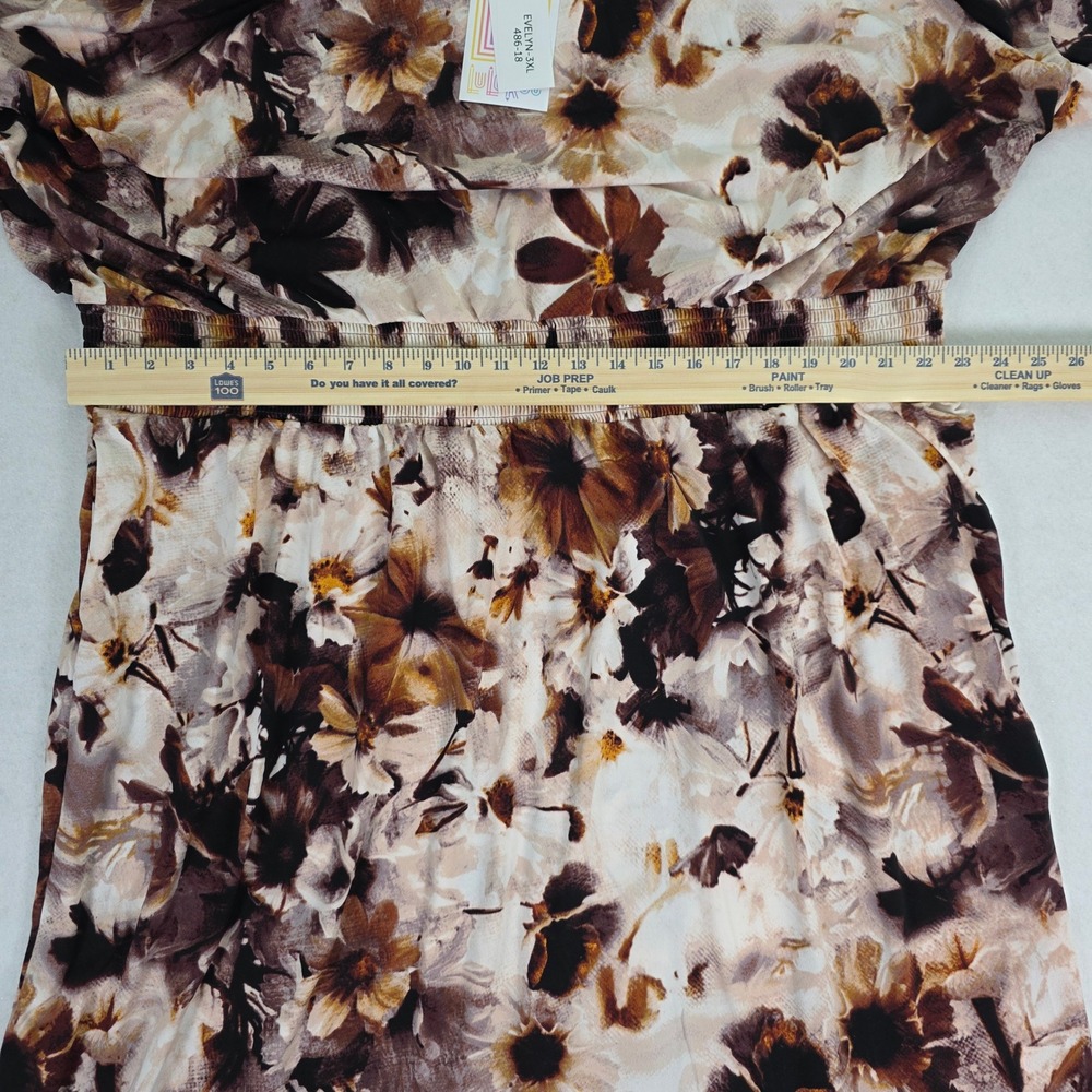 LuLaRoe Women 3XL Evelyn Dress Brown Floral Smocked Waist‎ NWT 486-18 - Picture 7 of 11